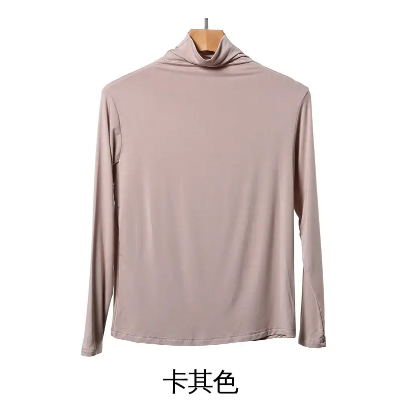 Women's Spring Autumn White Long Sleeve T-Shirt with Half Collar - Image 5