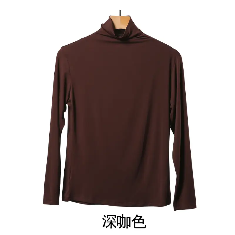 Women's Spring Autumn White Long Sleeve T-Shirt with Half Collar - Image 6