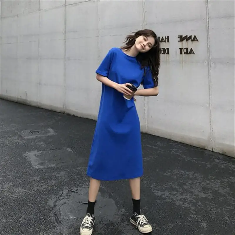 Women Korean Style Long T-Shirt Dress Summer Loose Slimming - Image 3