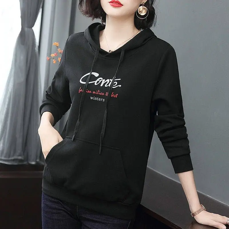 Women's Hoodie Grey 40-50 Spring Autumn Loose Hooded - Image 9