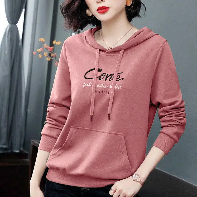 Women's Hoodie Grey 40-50 Spring Autumn Loose Hooded - Image 2