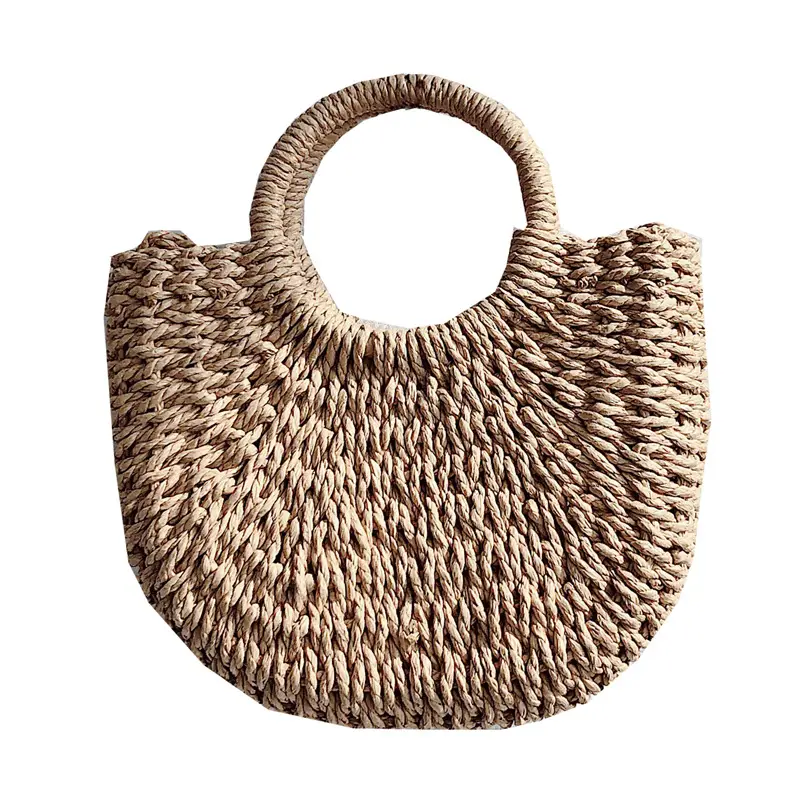 Crescent Straw Handbag for Women Crossbody Beach Bag - Image 7