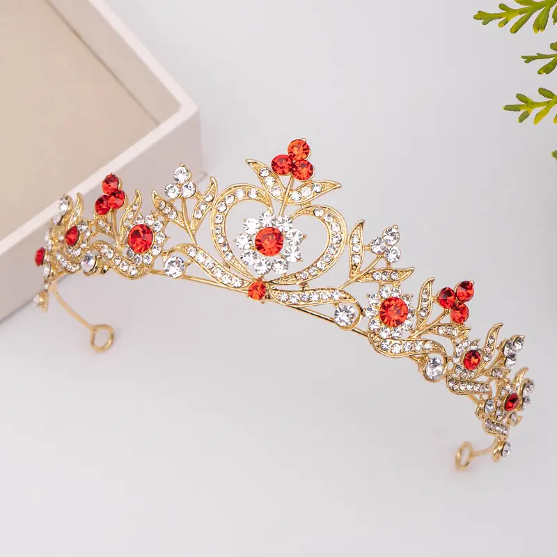 Tuan Ming Xinniang Bridal Crown Red Diamond Baroque