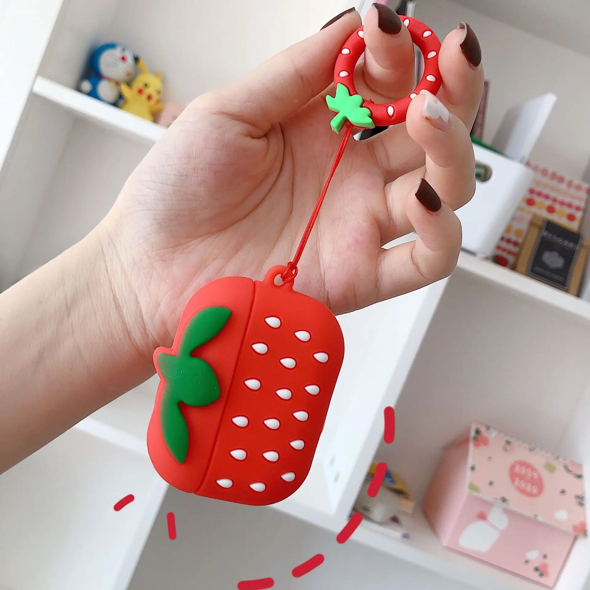 Strawberry Silicone Airpods Case Red Bluetooth Earphone Protector - Image 4