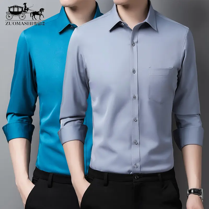 Men's Pink Long Sleeve Business Shirt G-802 - Image 9