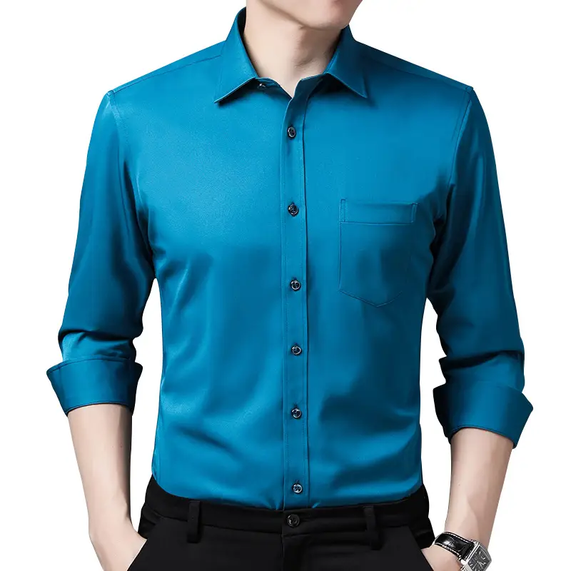 Men's Pink Long Sleeve Business Shirt G-802 - Image 12