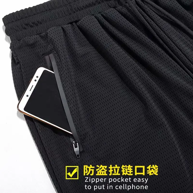 Men Ice Silk Cooling Pants Black Large - Image 9