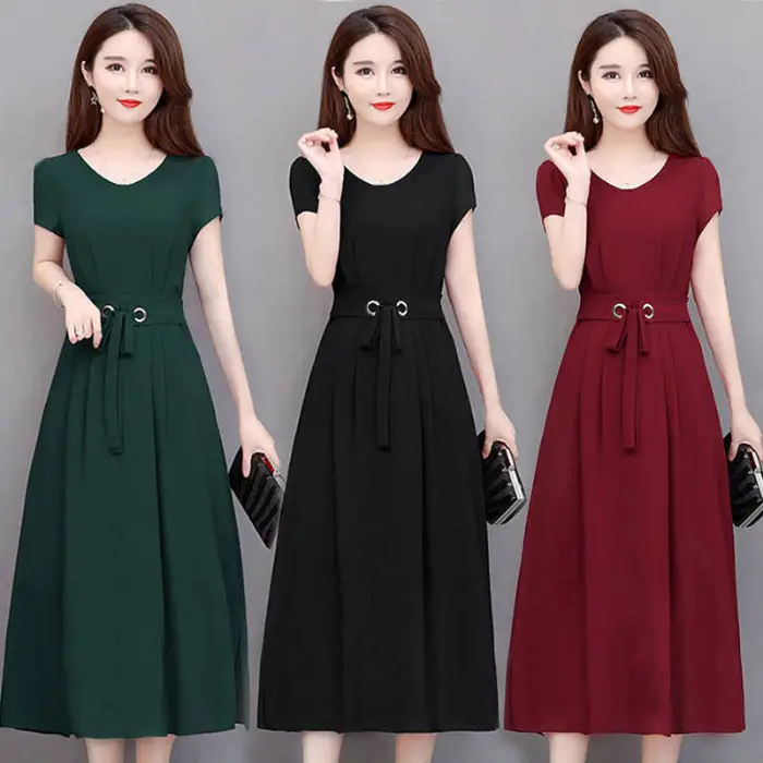 Black Belted Long Sleeve Dress for Women Large - Image 4
