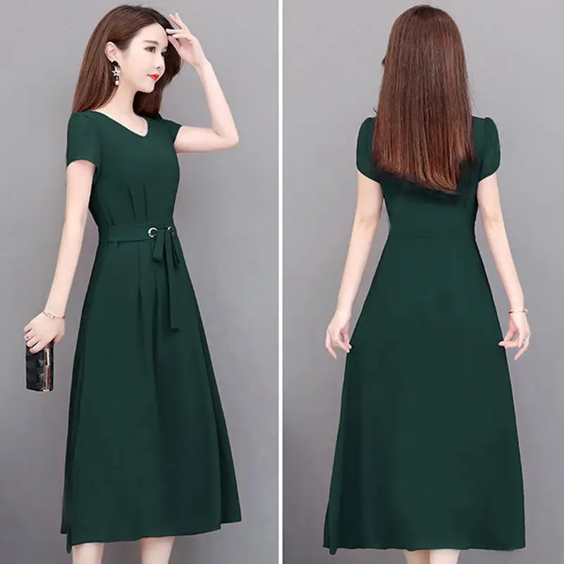 Black Belted Long Sleeve Dress for Women Large - Image 8