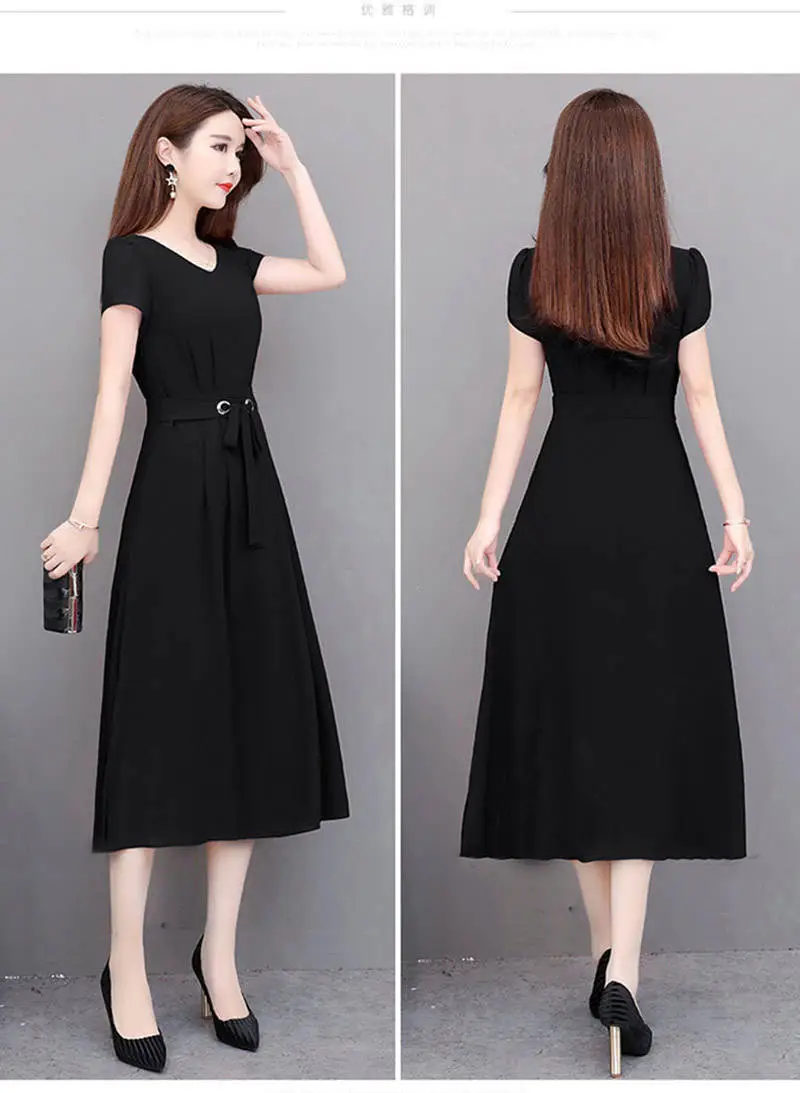 Black Belted Long Sleeve Dress for Women Large — feature 10