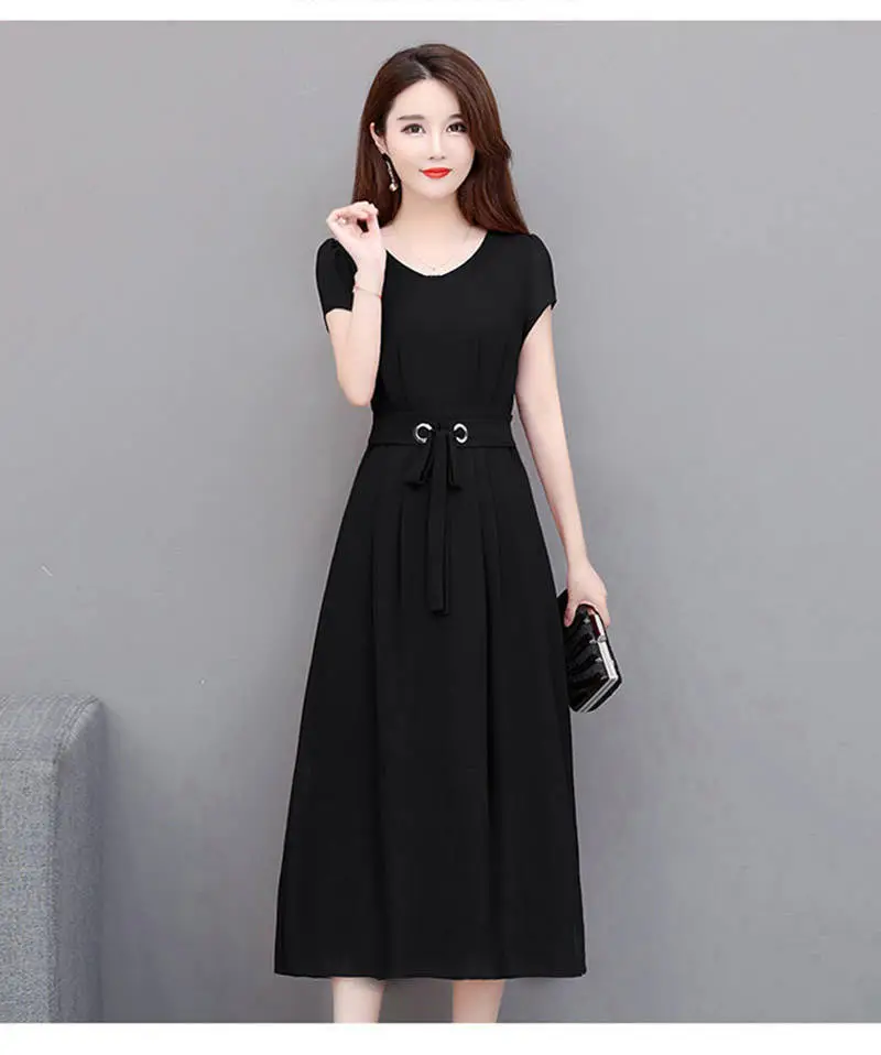 Black Belted Long Sleeve Dress for Women Large — feature 9