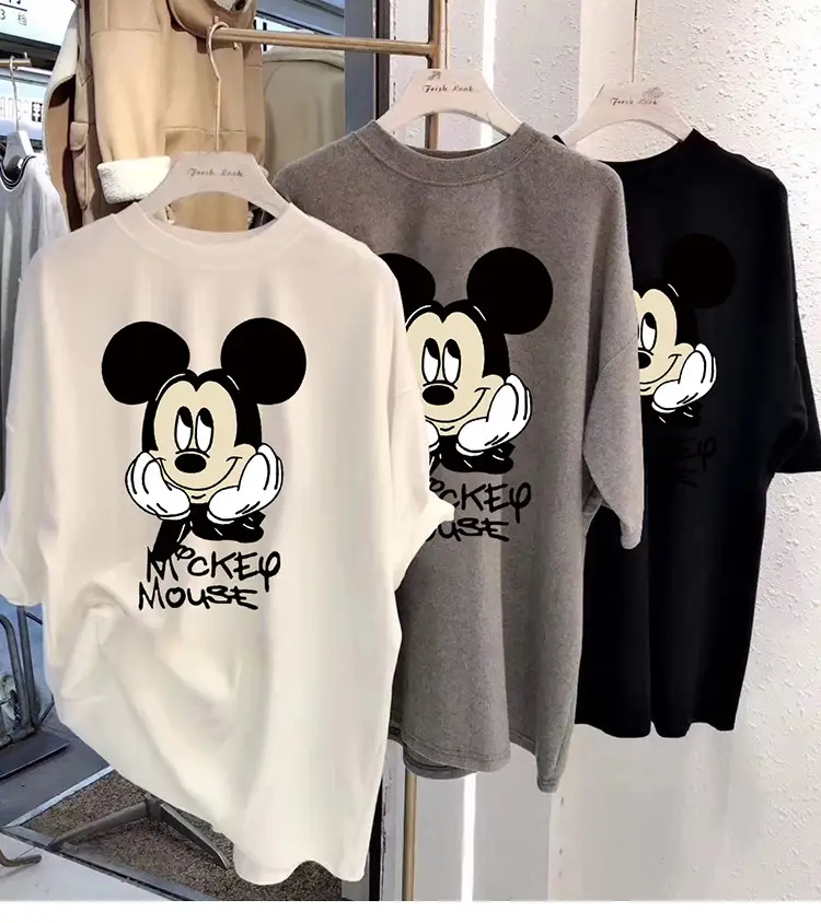 Women Printed Mickey Mouse T-Shirt White Short Sleeve Spring Summer — feature 12