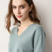 Women Long Sleeve Knit Sweater V Neck Plus Size — feature 5