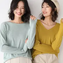 Women Long Sleeve Knit Sweater V Neck Plus Size — feature 9