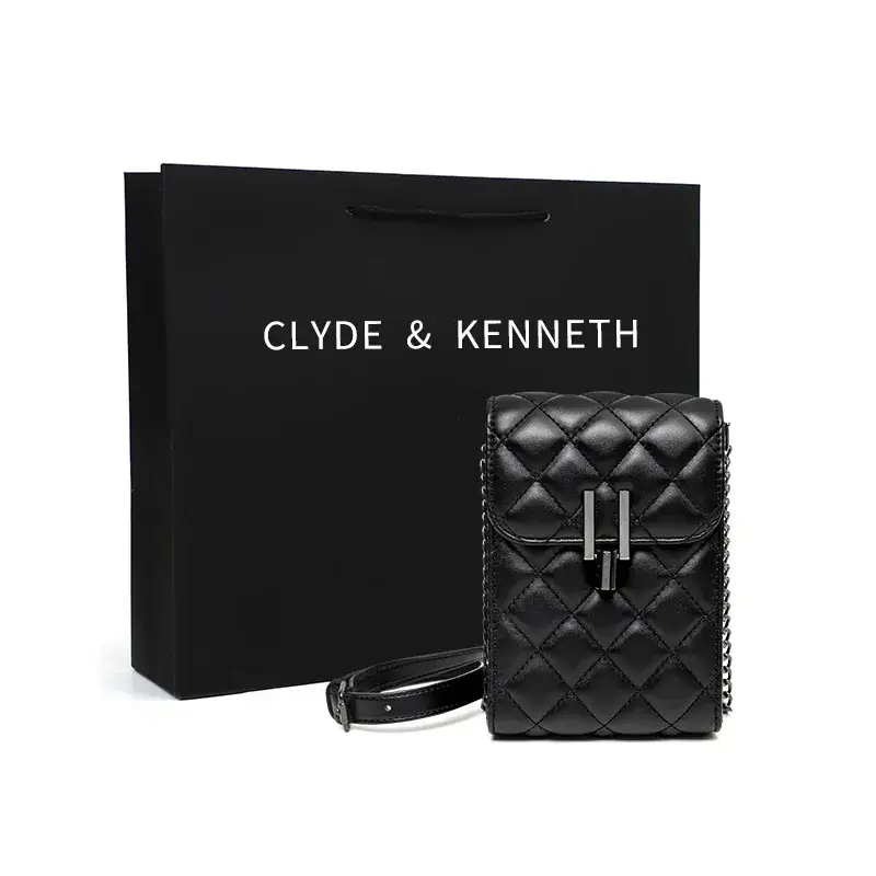 Black Quilted Shoulder Crossbody Bag for Women