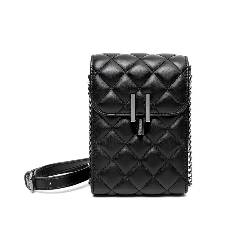 Black Quilted Shoulder Crossbody Bag for Women