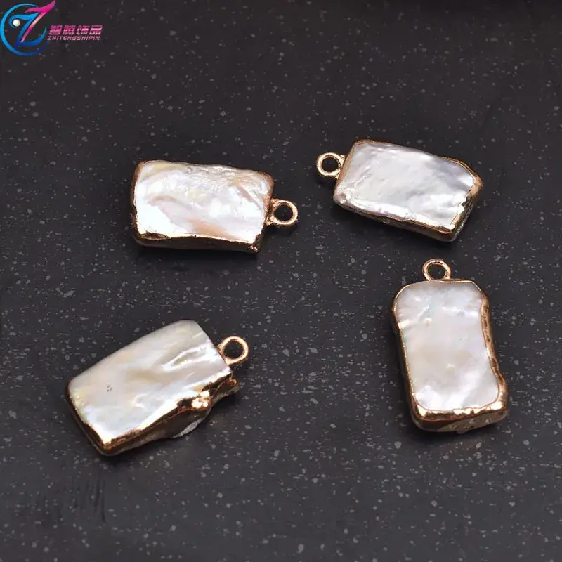 Natural Pearl Pendant Set with Gold Plated Edge - Image 4