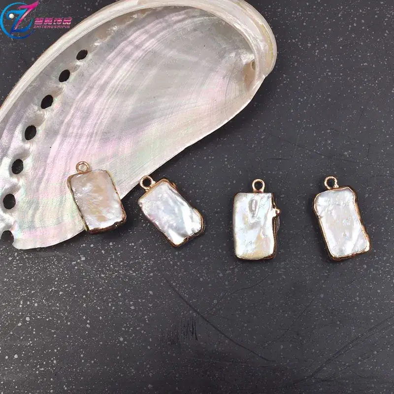 Natural Pearl Pendant Set with Gold Plated Edge - Image 5