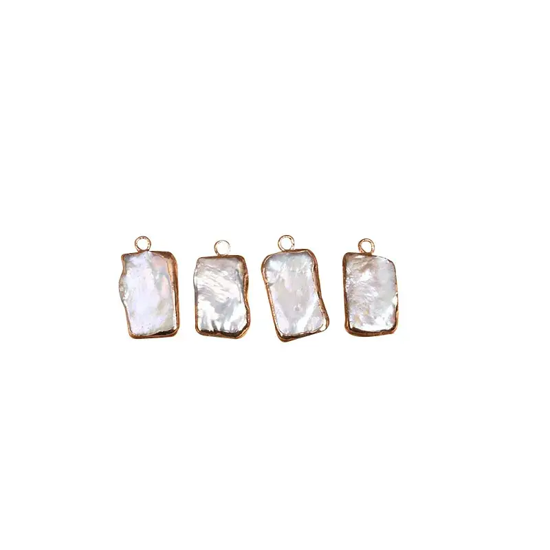 Natural Pearl Pendant Set with Gold Plated Edge - Image 6