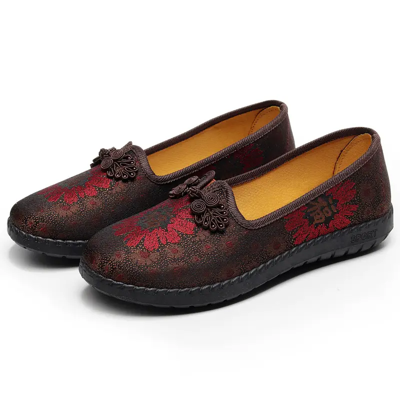 Women's Maroon Embroidered Knot Shoes Large 42 - Image 2