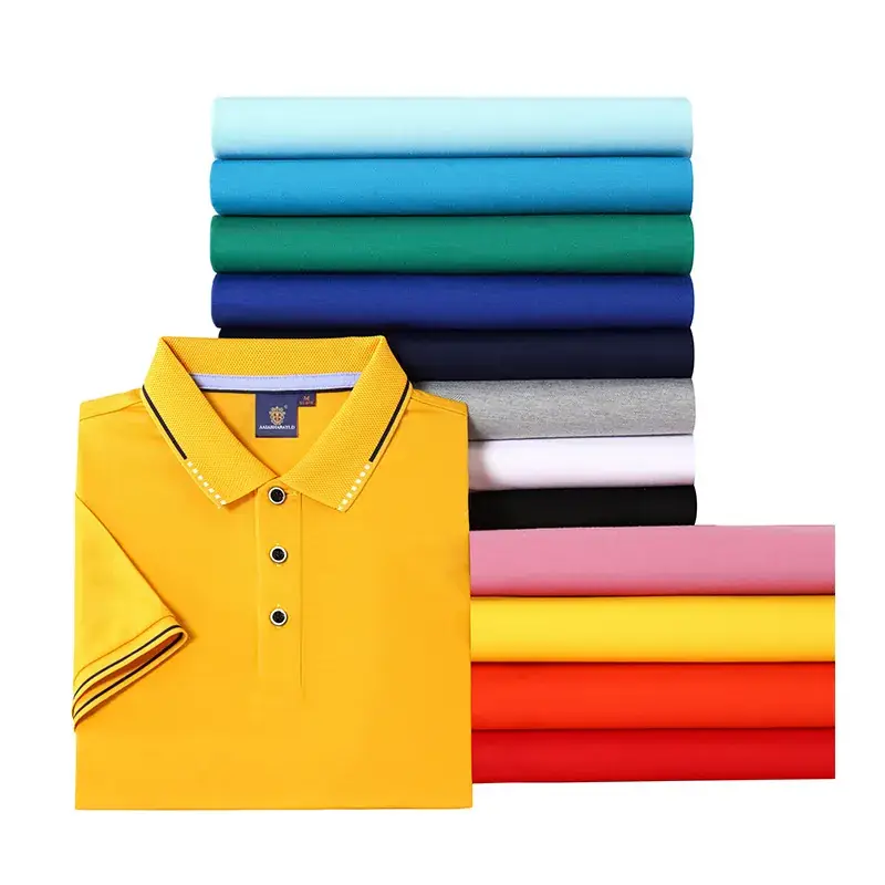 Men Light Blue Silk Cotton Polo T-Shirt Short Sleeve