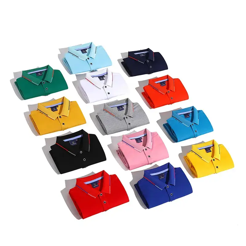 Men Light Blue Silk Cotton Polo T-Shirt Short Sleeve