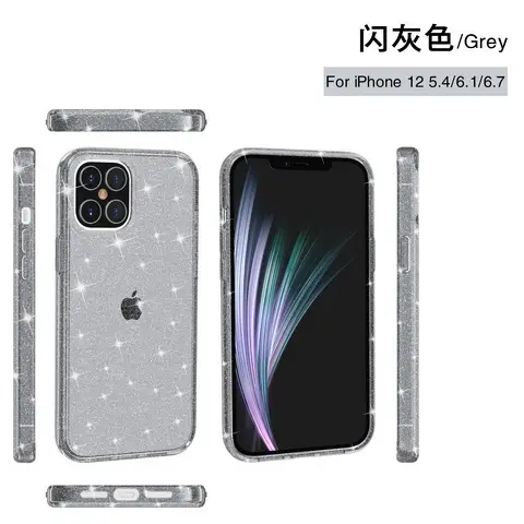 Transparent iPhone 14 15 Case Starry Grey TPU PC Two Color Set - Image 7