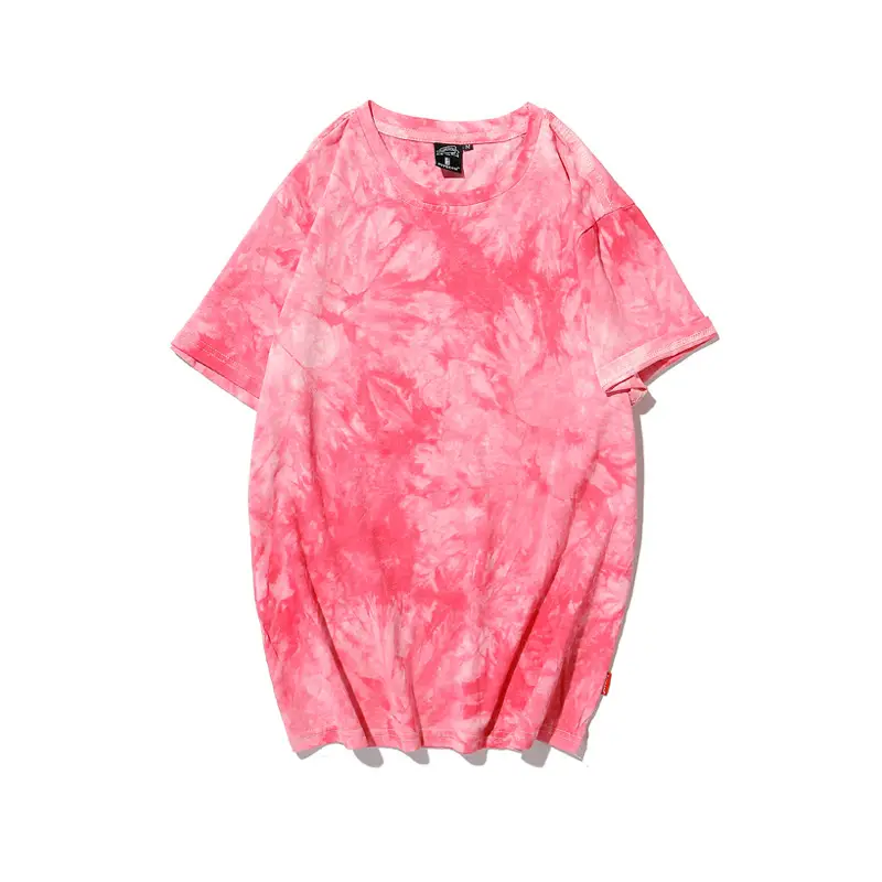 Men Tie-Dye Short Sleeve T-Shirt Brown White 2023 - Image 3