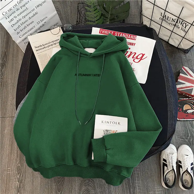 Black Fleece Hoodie for Women Long Sleeve Casual Wear