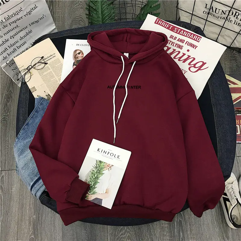 Black Fleece Hoodie for Women Long Sleeve Casual Wear