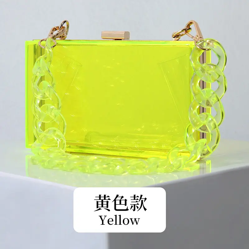 Yellow Acrylic Chain Crossbody Bag for Women - Image 3