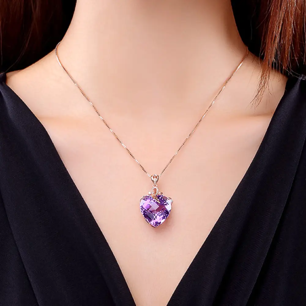 Heart Amethyst Clover Bracelet with Rose Gold Design