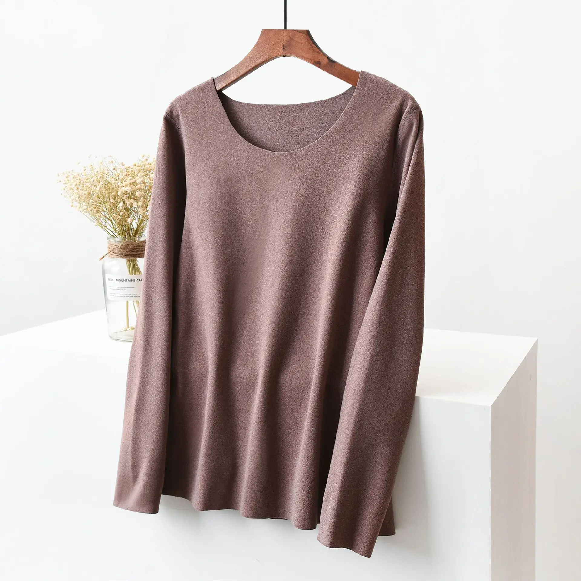Black Velvet Crewneck T-Shirt for Women