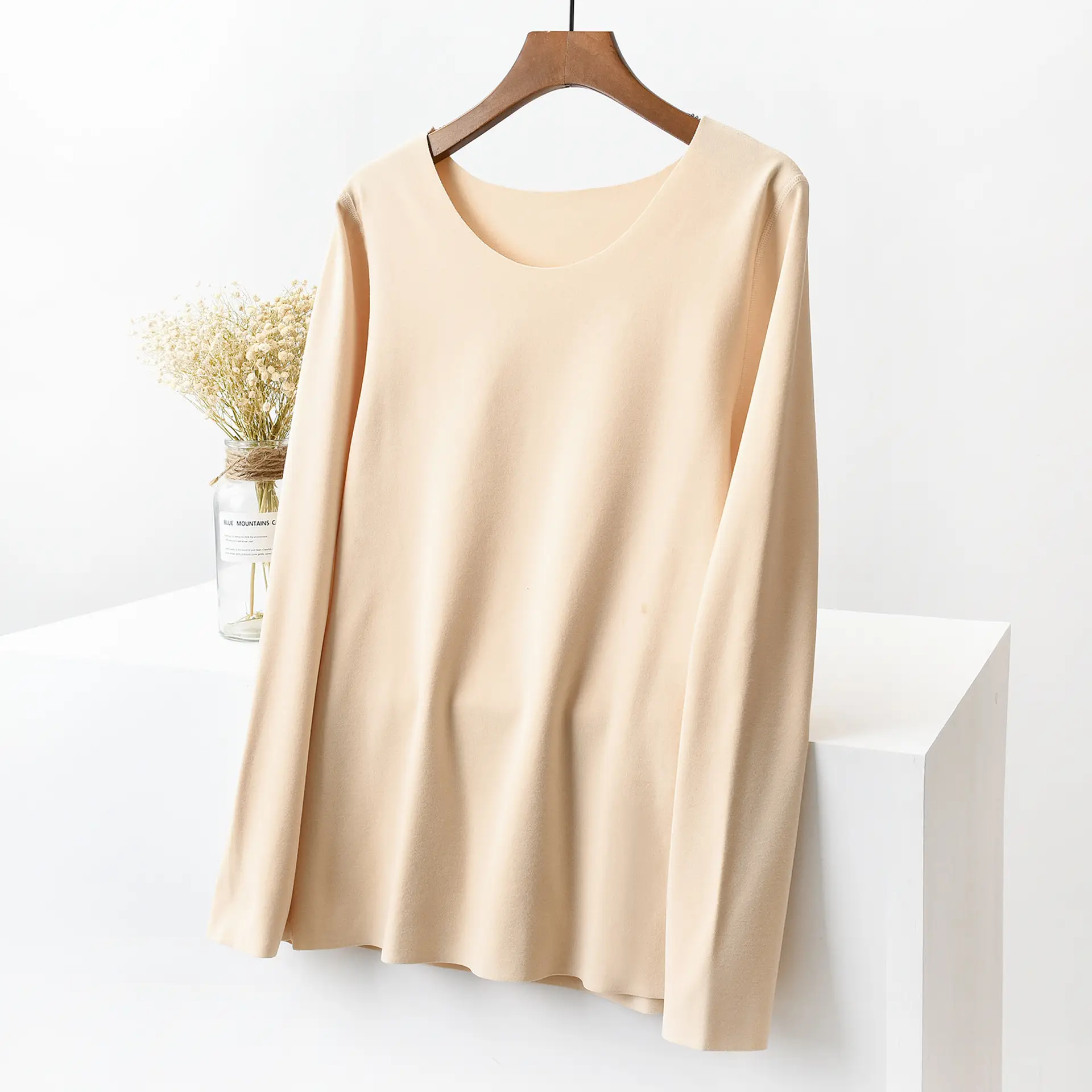 Black Velvet Crewneck T-Shirt for Women