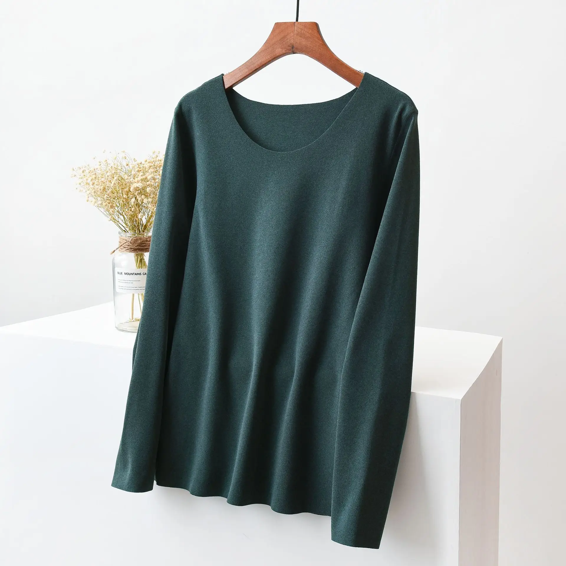Black Velvet Crewneck T-Shirt for Women