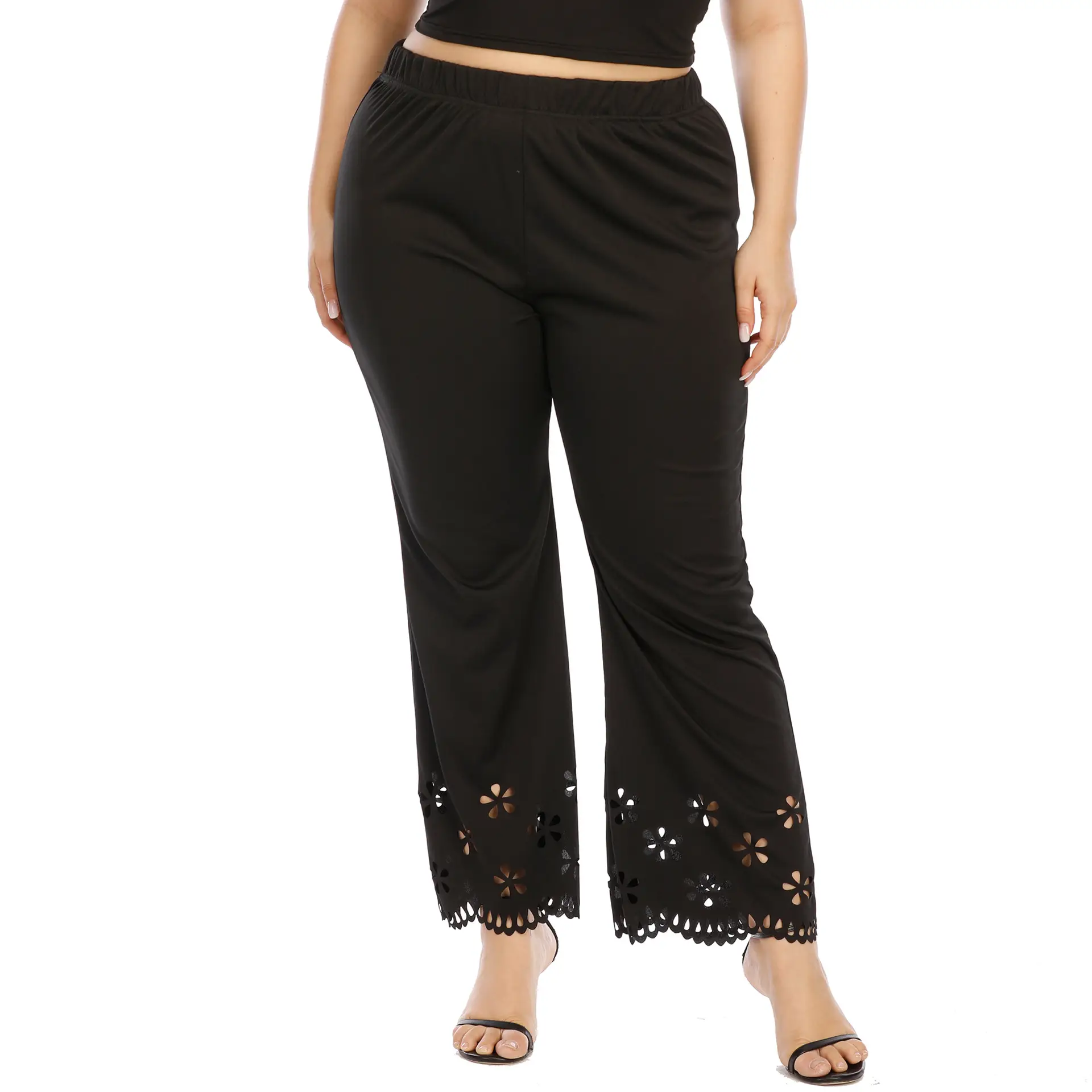 Black Hollow Burned Straight Pants Large Women - Image 2