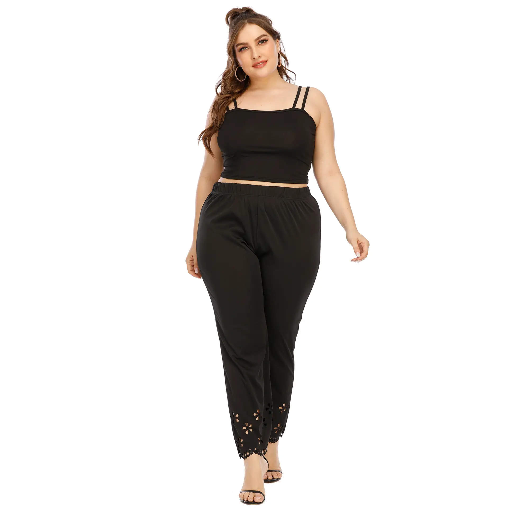 Black Hollow Burned Straight Pants Large Women - Image 5