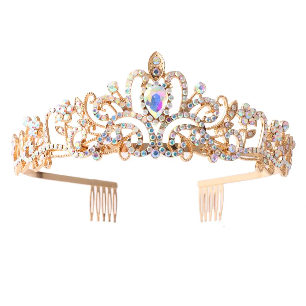 Rose Gold Bridal Crown Headdress with Crystal Accents - Image 15