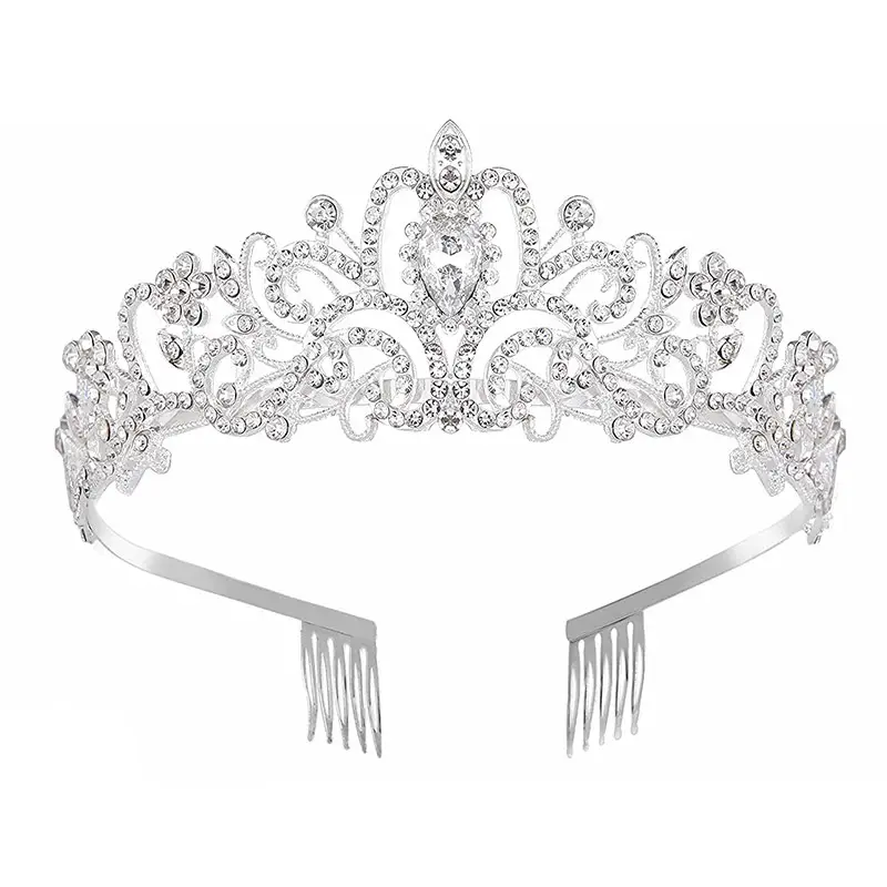 Rose Gold Bridal Crown Headdress with Crystal Accents - Image 4