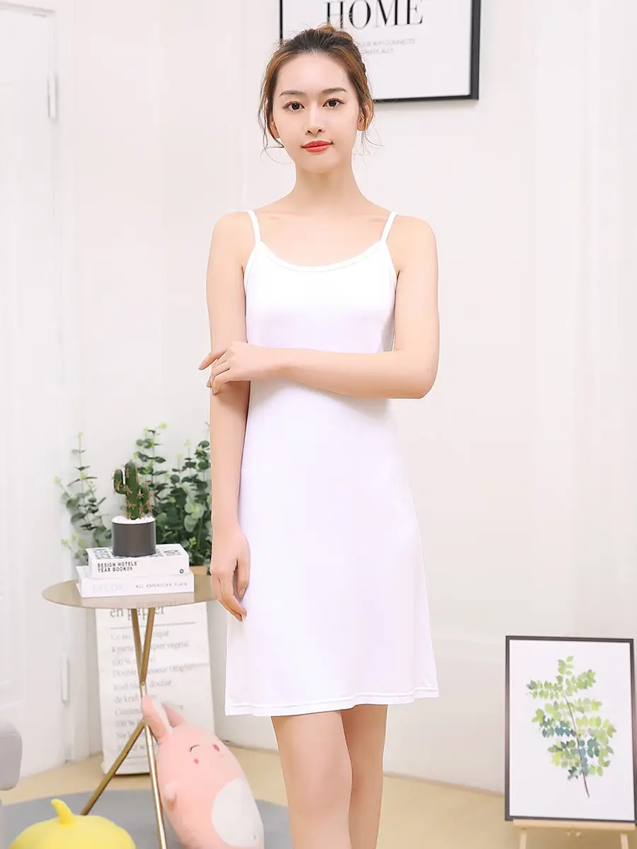 Women's White Camisole Dress with Petticoat Long Sleeve - Image 16