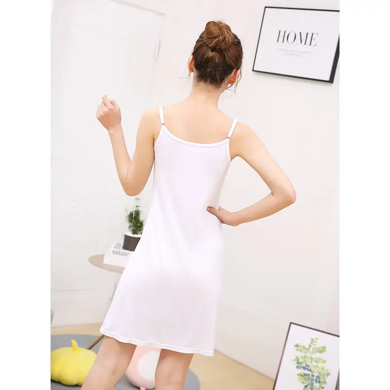 Women's White Camisole Dress with Petticoat Long Sleeve - Image 3