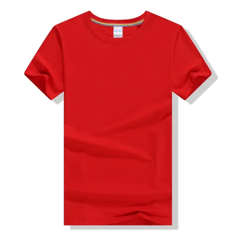 Men Red Ice Silk Cotton T-Shirt Short Sleeve Stretchy - Image 2