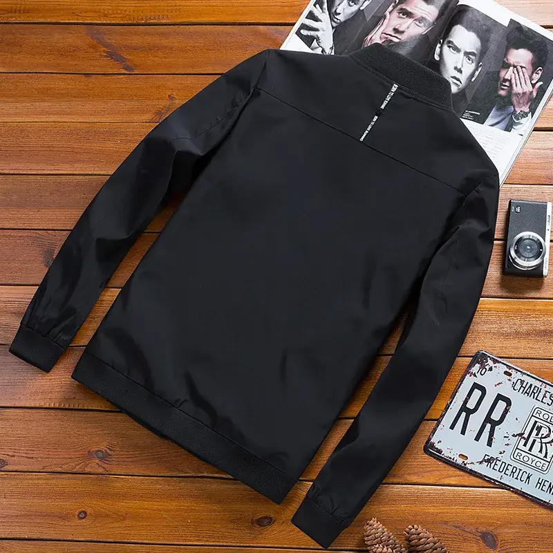 Men's Navy Puffer Jacket Slim Fit Baseball Collar - Image 3