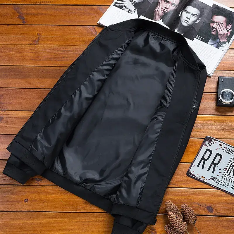 Men's Navy Puffer Jacket Slim Fit Baseball Collar - Image 4