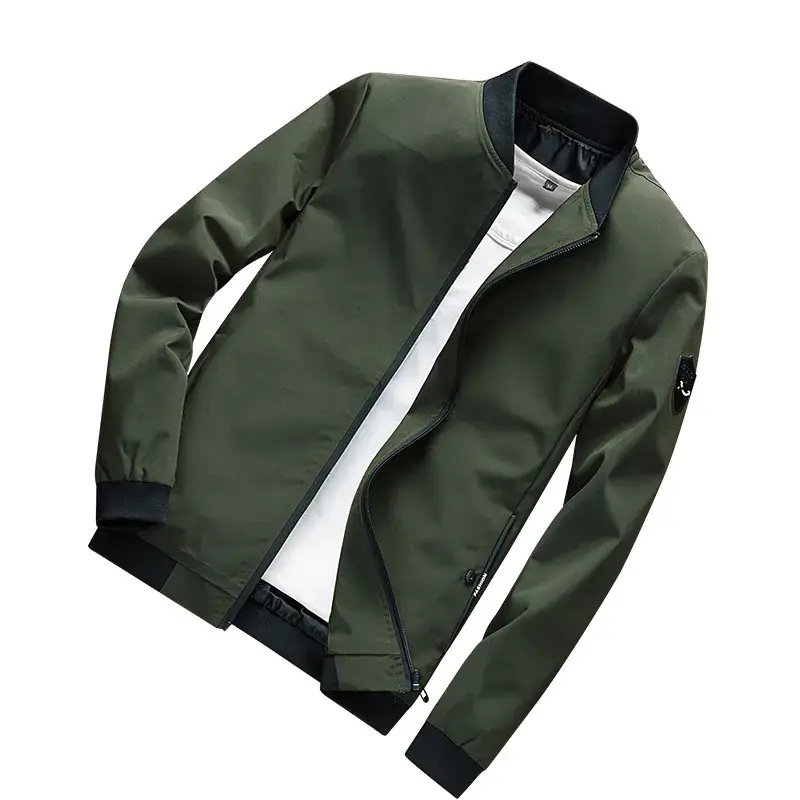 Men's Navy Puffer Jacket Slim Fit Baseball Collar - Image 5