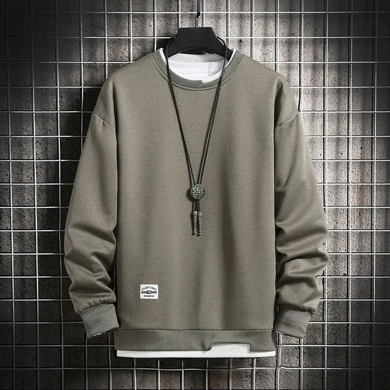Men Light Blue Sweatshirt Round Neck Long Sleeve Casual Wear - Image 8