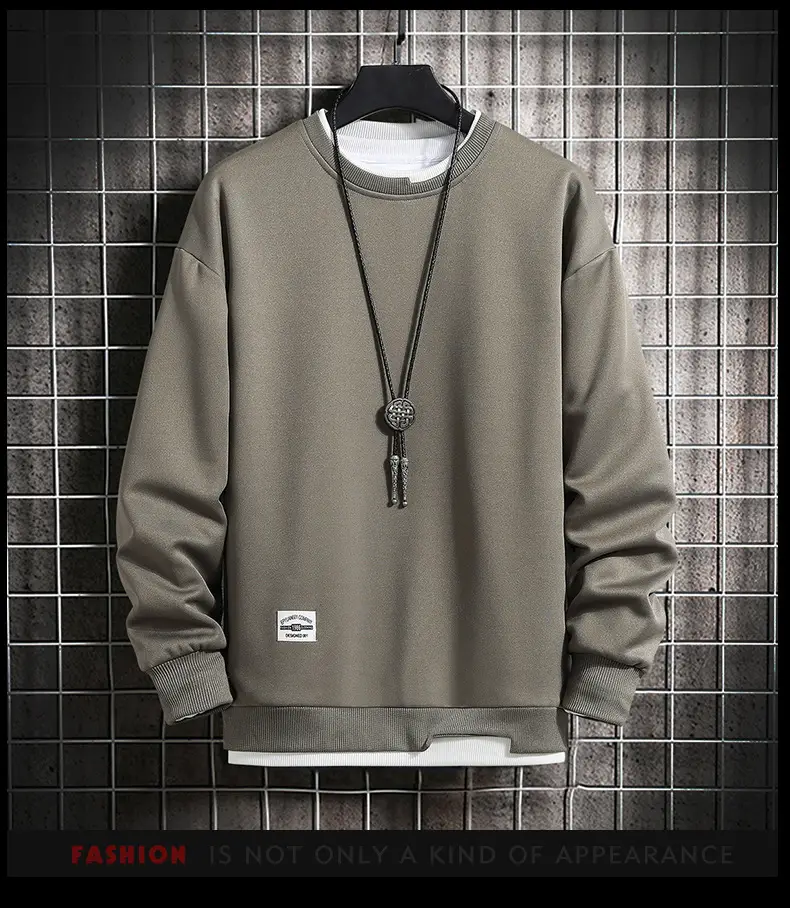 Men Light Blue Sweatshirt Round Neck Long Sleeve Casual Wear — feature 12