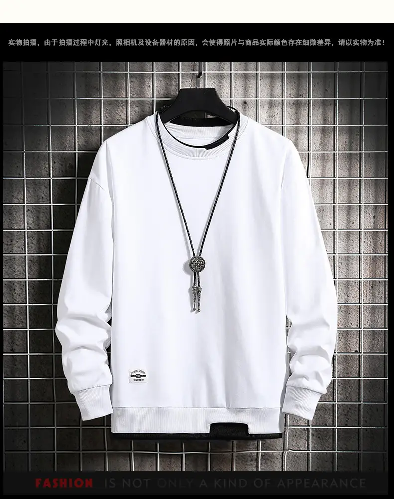 Men Light Blue Sweatshirt Round Neck Long Sleeve Casual Wear — feature 6
