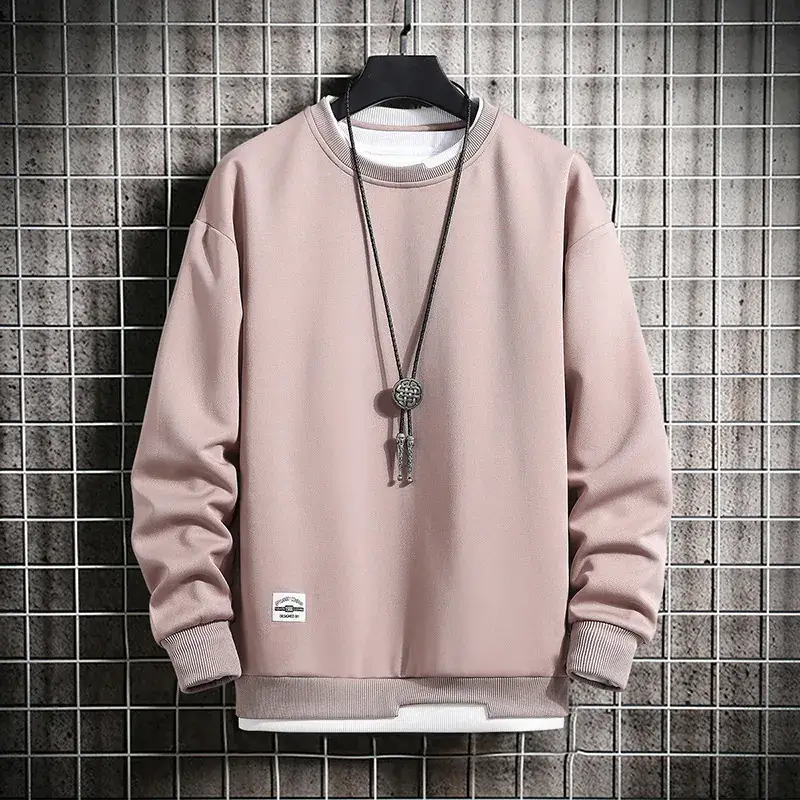 Men Light Blue Sweatshirt Round Neck Long Sleeve Casual Wear - Image 4