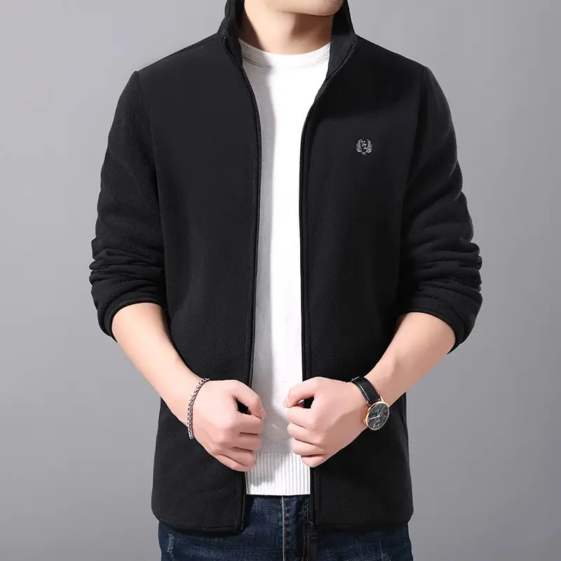 Men's Blue Fleece Zipper Jacket Autumn Winter Youth - Image 7